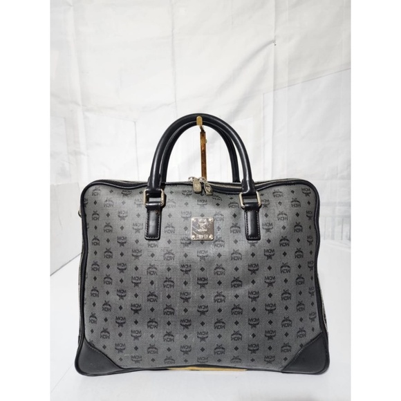 Authentic MCM Visetos Laptop Bag Grey/Black - Picture 3 of 14